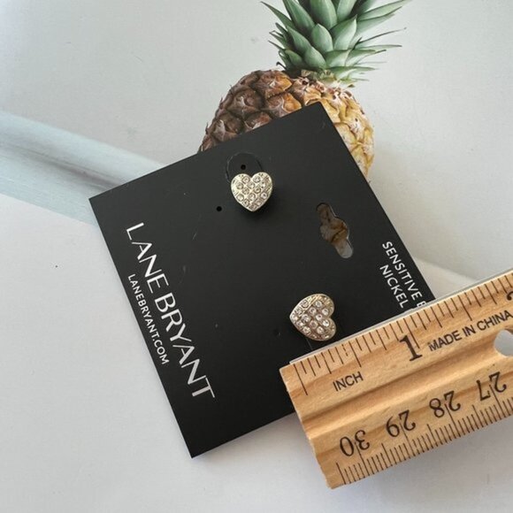 4/$25 Lane Bryant Pave Heart Studs Earrings - Picture 2 of 3
